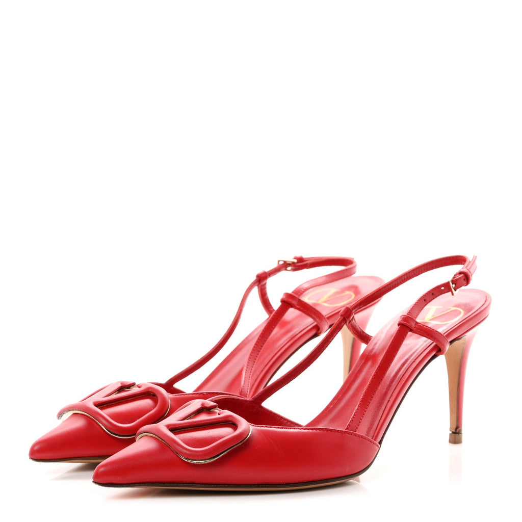 Calfskin Tonal Signature Vlogo Slingback 80mm Pumps 36.5 Rouge Pur
