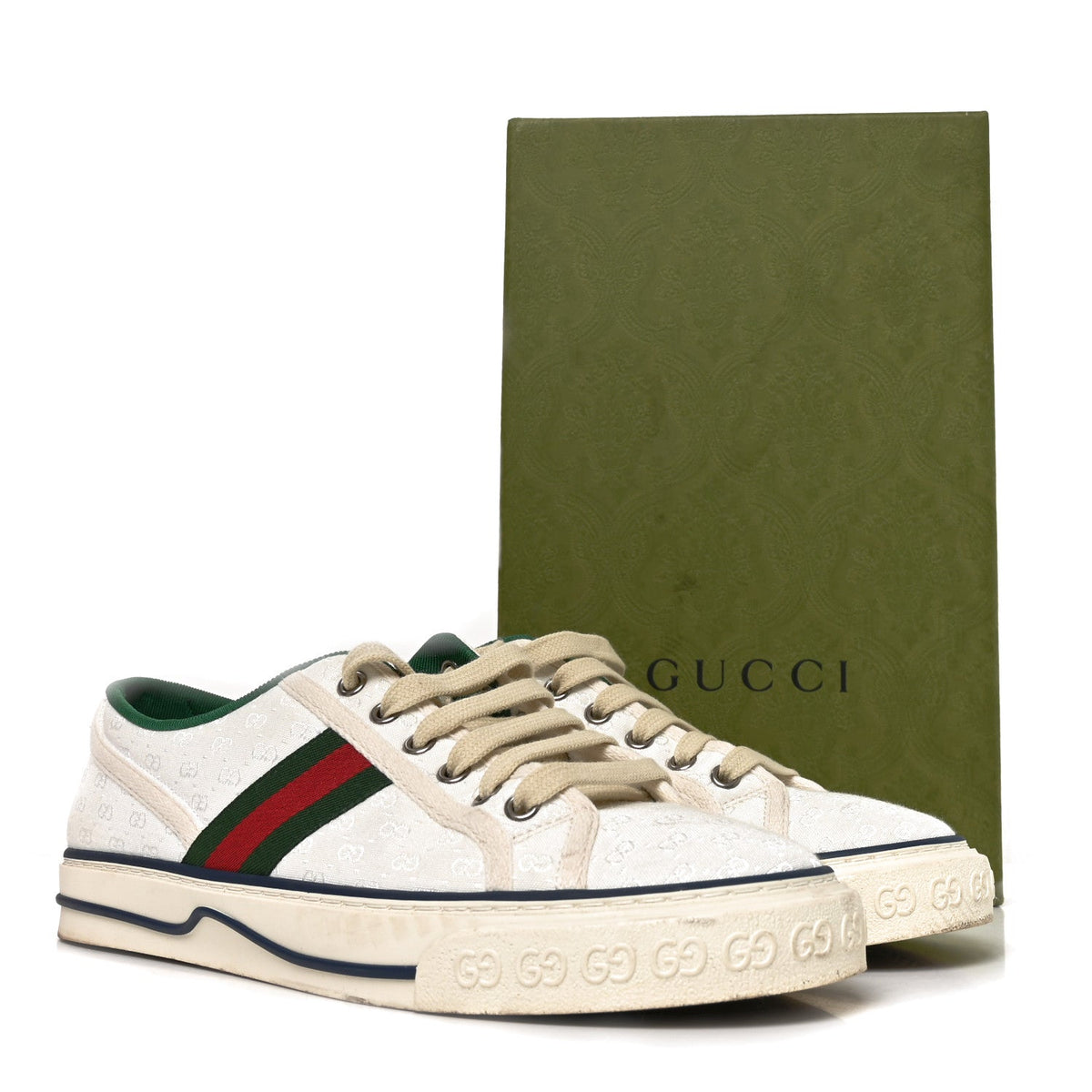 Jacquard Mini GG Monogram Web Womens 1977 Tennis Sneakers 40.5 White