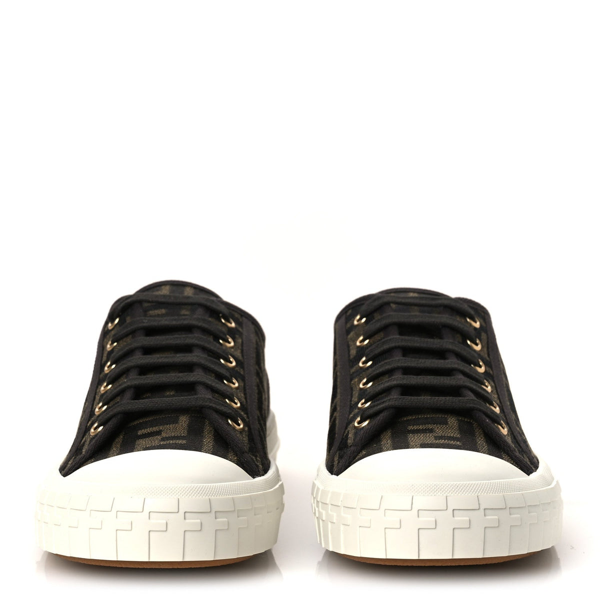 Fabric Jacquard Rubber FF Mens Domino Sneakers 42 Tabacco Black