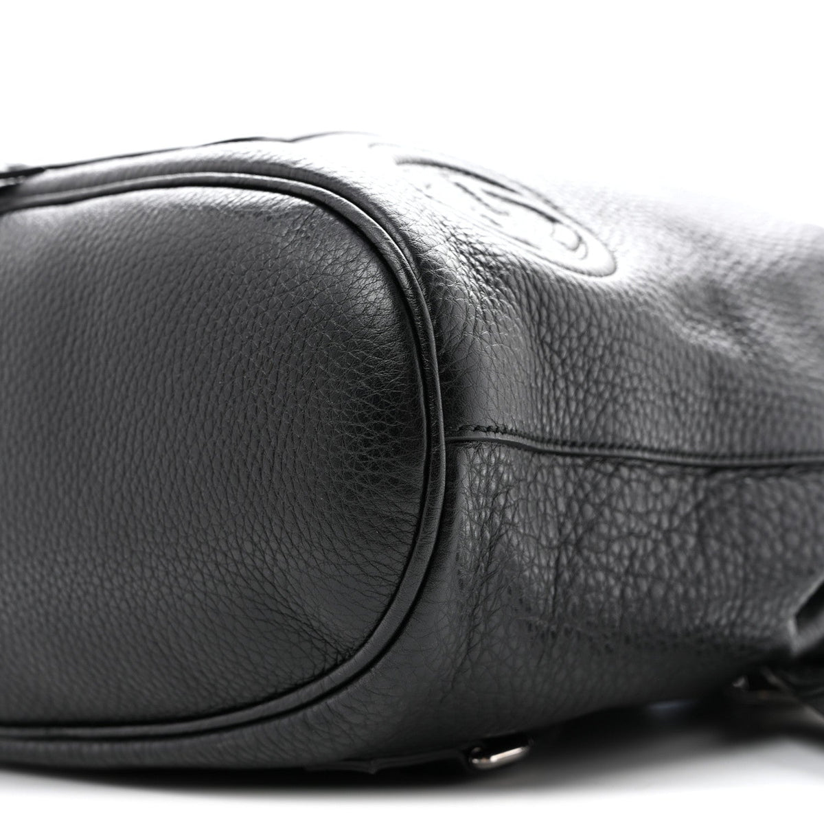 Pebbled Calfskin Small Soho Drawstring Backpack Black