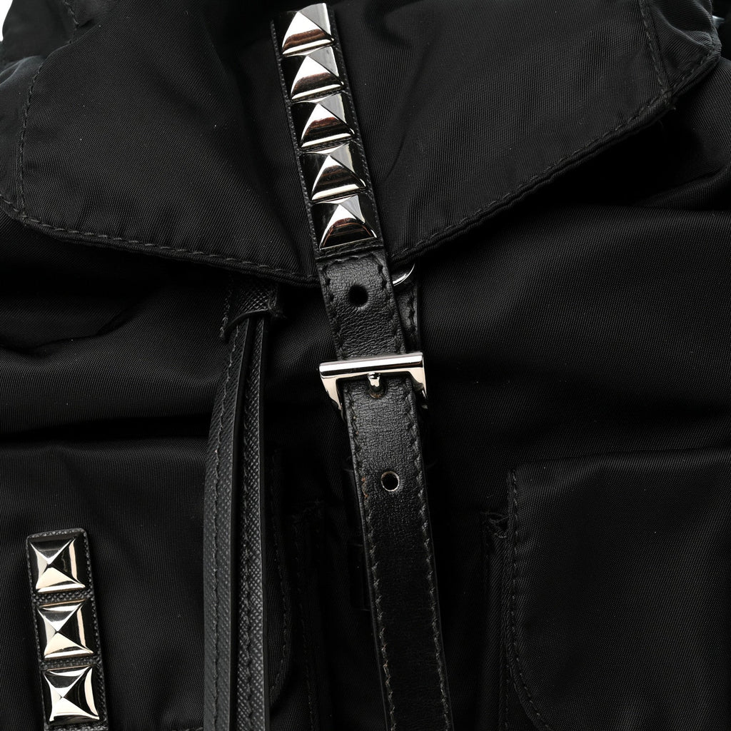Nylon New Vela Studded Backpack Black