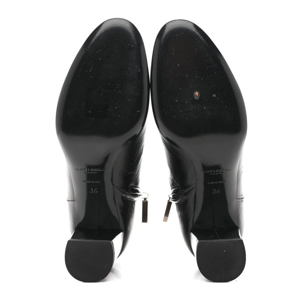 Calfskin Loulou 70 Uniform Ankle Boots 36 Black
