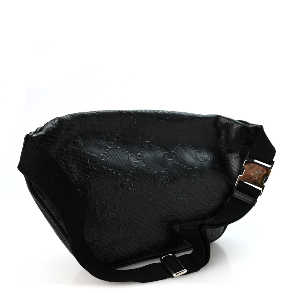 Calfskin GG Tennis Embossed Pocket Belt Bag Black