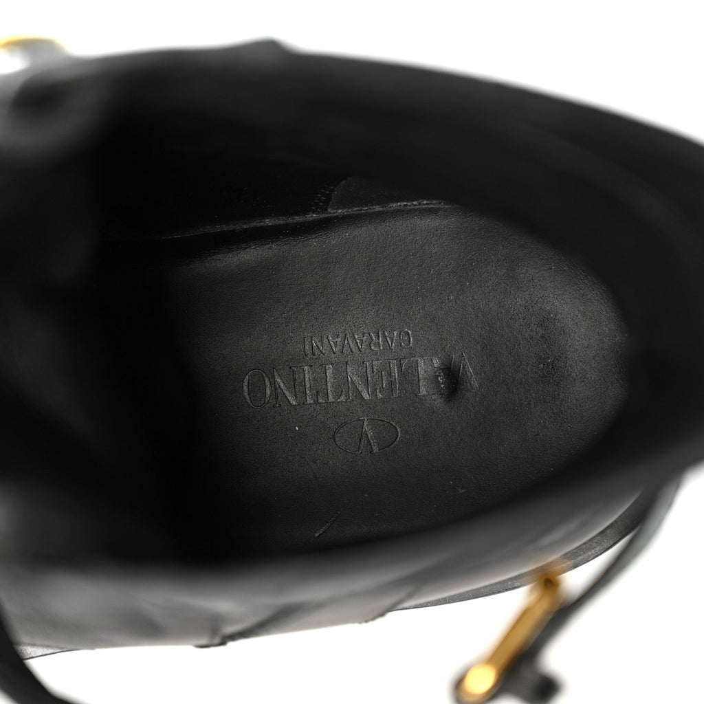 Calfskin Womens VLOGO 35mm Combat Boots 38.5 Black
