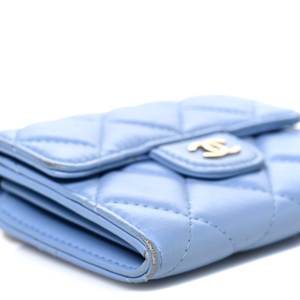 Lambskin Quilted Mini Chain Belt Bag Blue