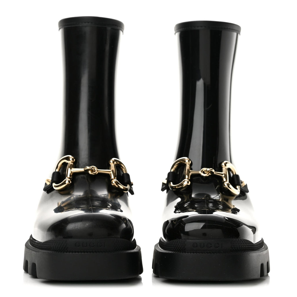 Rubber Womens Horsebit Ankle Boots 38 Black