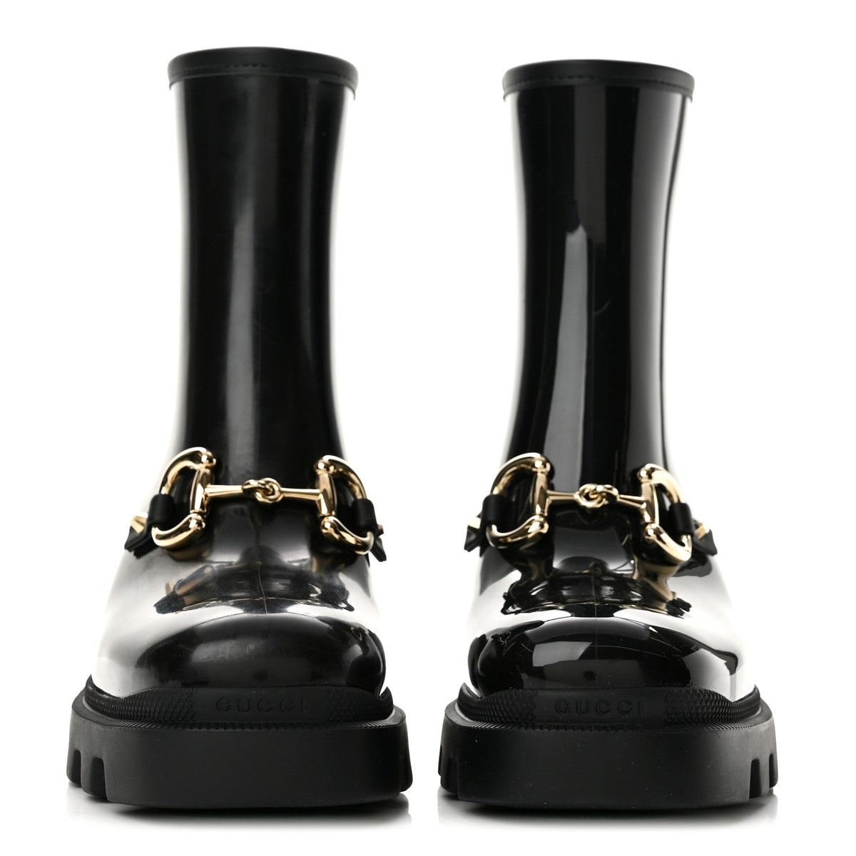 Rubber Womens Horsebit Ankle Boots 38 Black