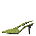 Moire Fabric Malaga Kid Crystal GG Monogram Square G 75mm Slingback Pumps 37 Lemon Leaf