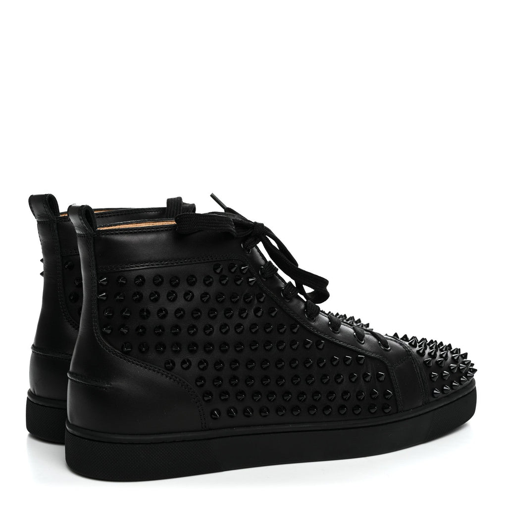 Calfskin Mens Louis Spikes Flat Sneakers 43.5 Black