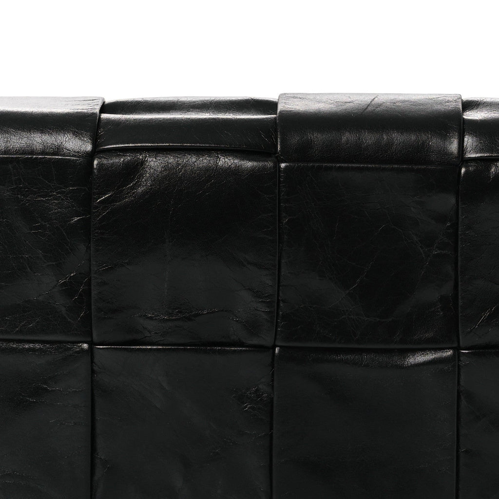 Paper Calfskin Maxi Intreccio The Belt Cassette Bag Black