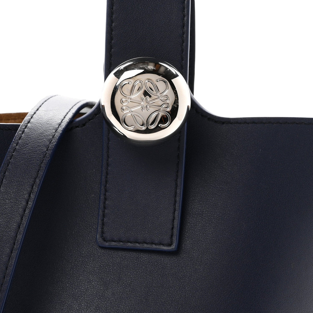 Soft Grained Calfskin Mini Pebble Bucket Bag Navy