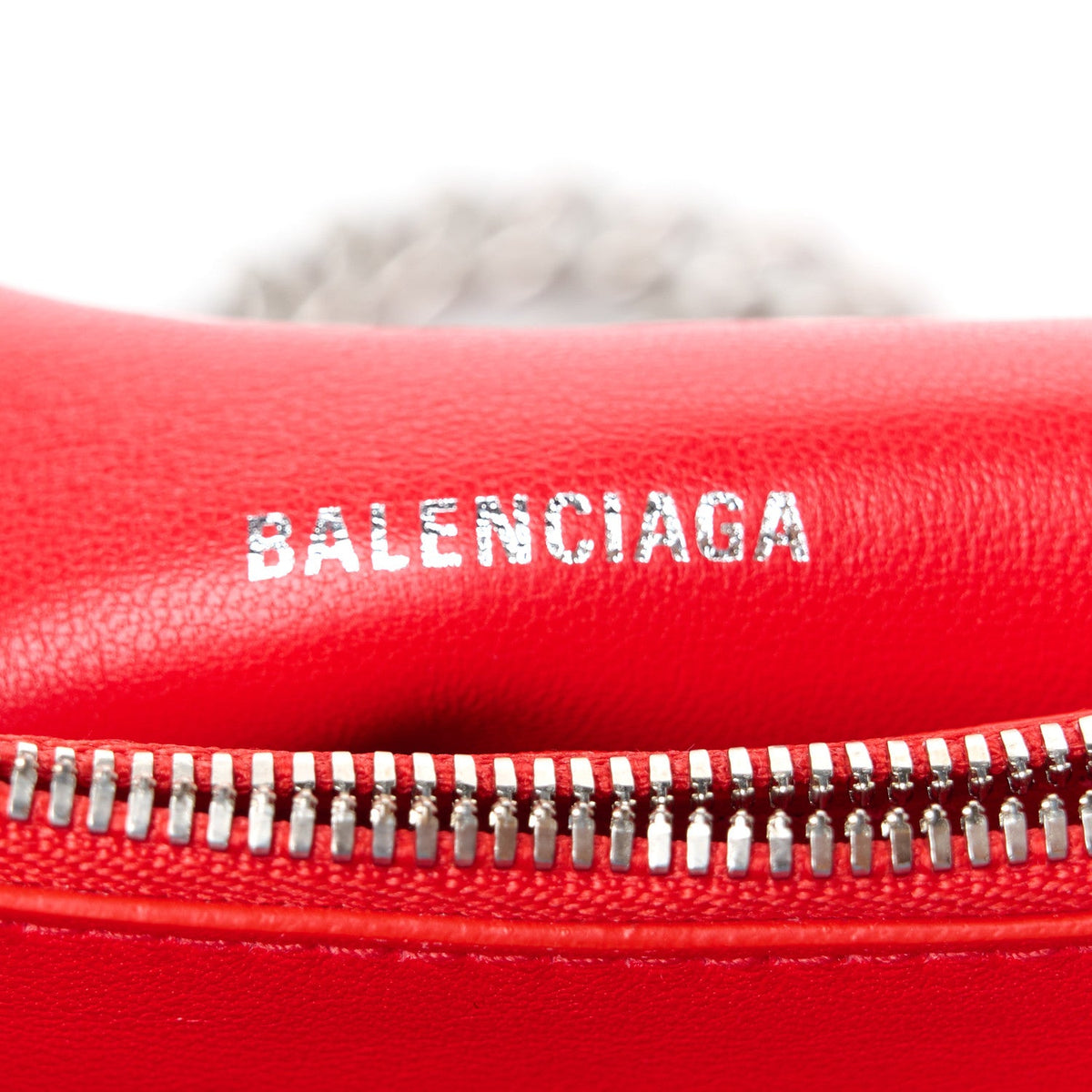 Arena Calfskin Small Crush Chain Bag Tomato Red