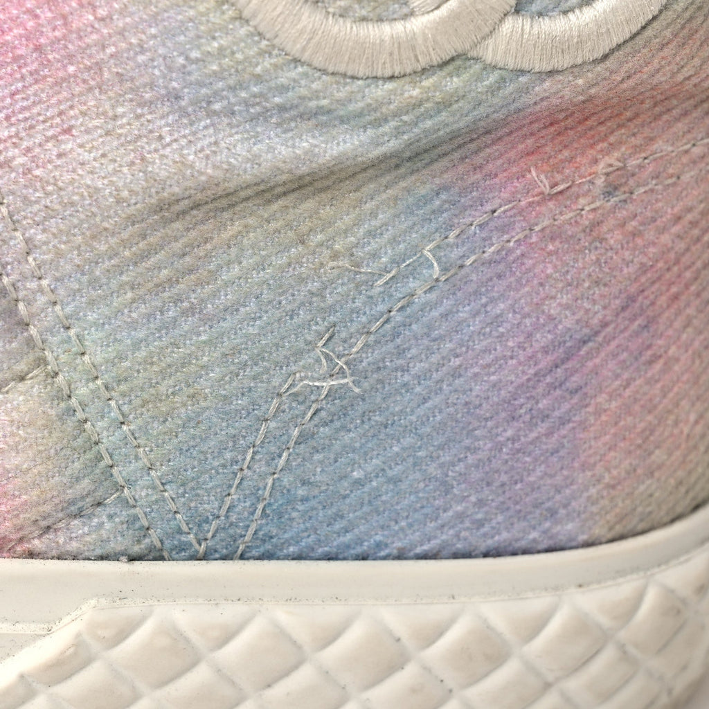 Printed Fabric High Top CC Sneakers 39 Green Pink Blue White