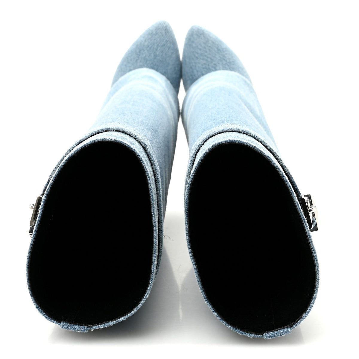 Washed Denim Shark Lock Pant Boots 37 Blue