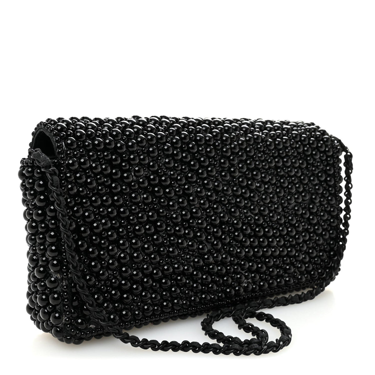 Pearl Beaded East West Flap Black So Black