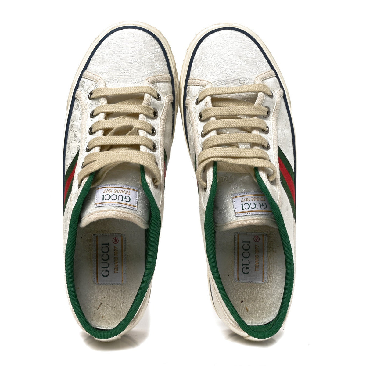 Jacquard Mini GG Monogram Web Womens 1977 Tennis Sneakers 40.5 White