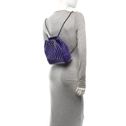 Aged Calfskin Chevron Quilted Small Gabrielle Backpack Purple