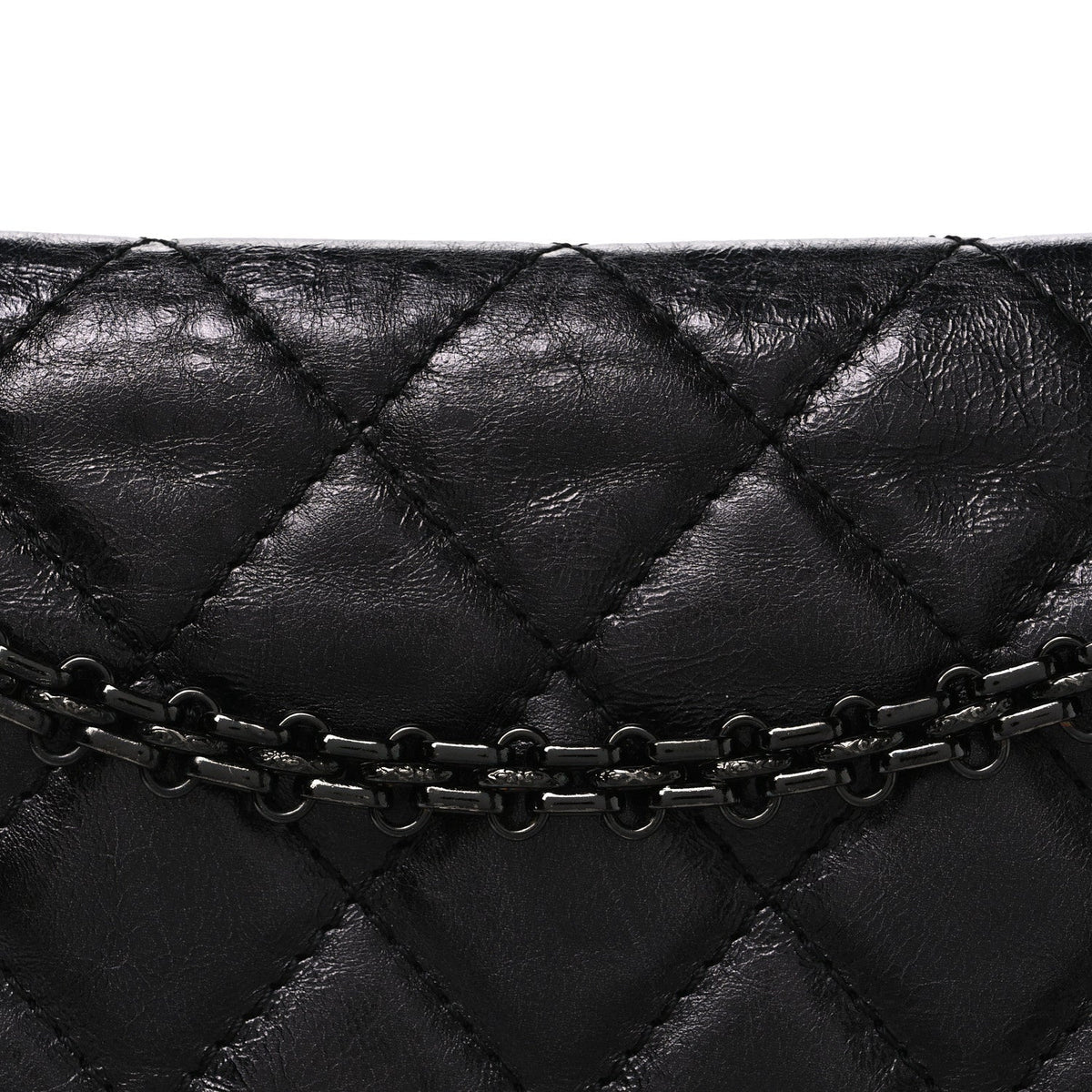 Metallic Aged Calfskin Quilted 2.55 Reissue 227 Flap So Black