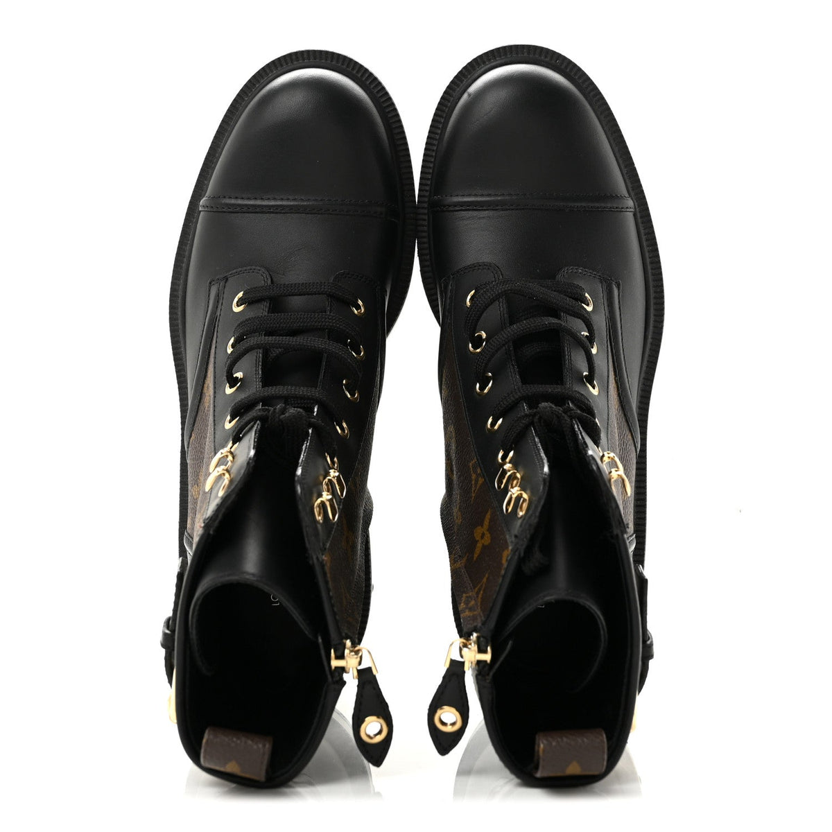 Calfskin Monogram Citizen Flat Ranger Boots 37.5 Cacao Brown Black