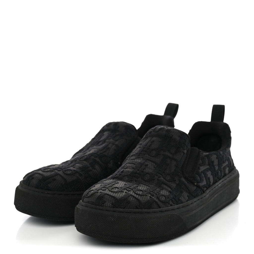 Shiny Technical Fabric Oblique Embroidered Womens Solar Slip On Sneakers 37.5 Black