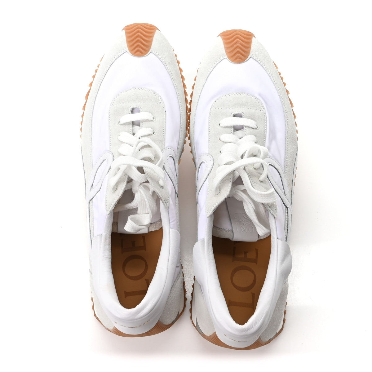 Nylon Suede Mens Flow Retro Runner Sneakers 45 White