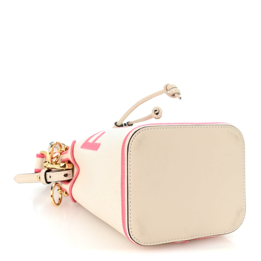 Canvas Vitello Grace F is Fendi Logo Embroidered Mini Mon Tresor Bucket Bag Grezzo Pink