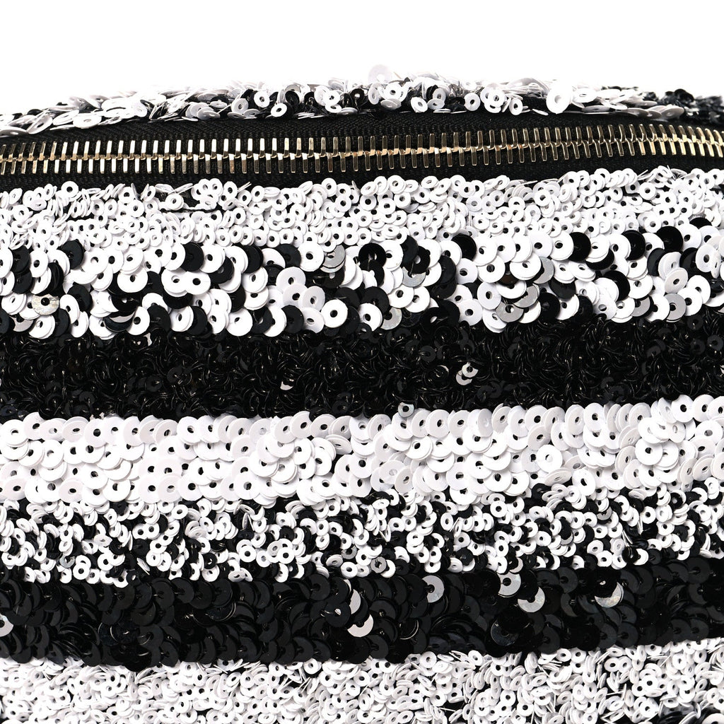 Sequin Coco Cuba Waist Bag Fanny Pack Black White
