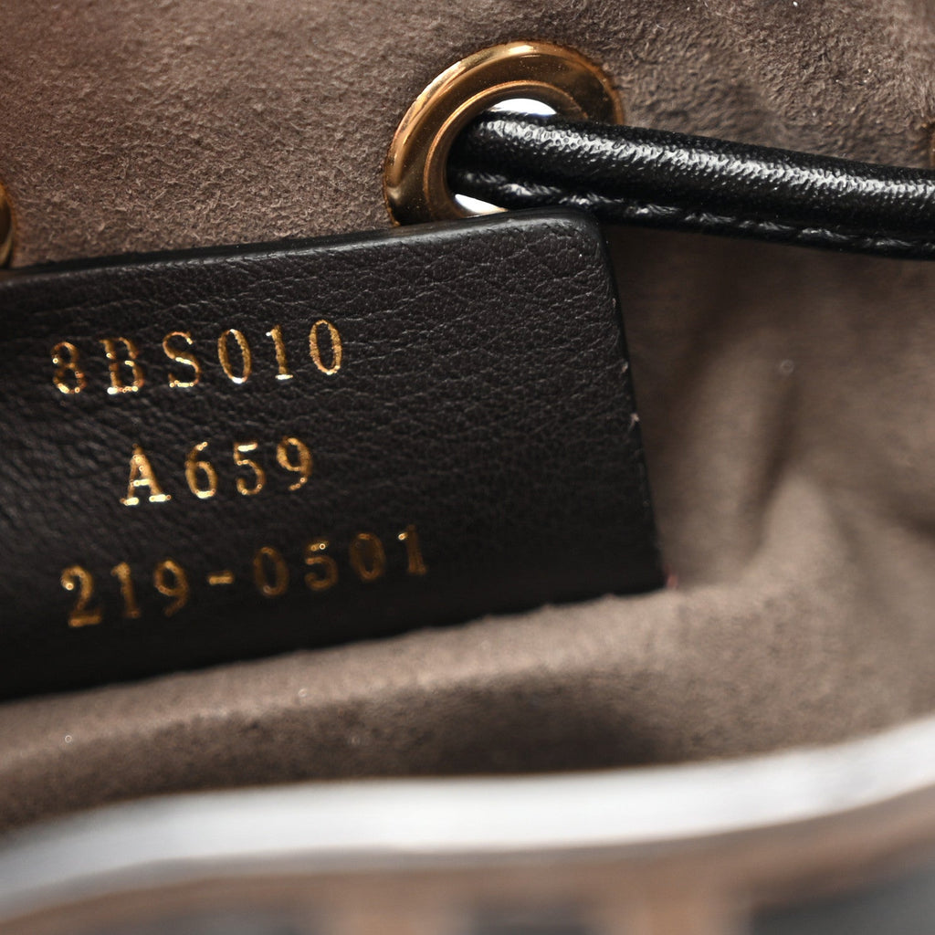 Vitello Liberty F is Fendi Bi-Color FF 1974 Embossed Mini Mon Tresor Bucket Bag Maya Black