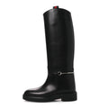 Shiny Calfskin Michelangelo Slim Horsebit Riding Boots 36 Black