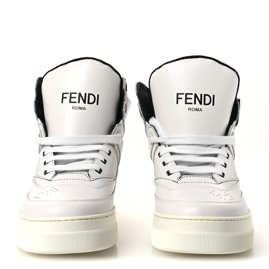Vitello Nylon Logo Mens High Top Sneakers 7 Ultra White Black