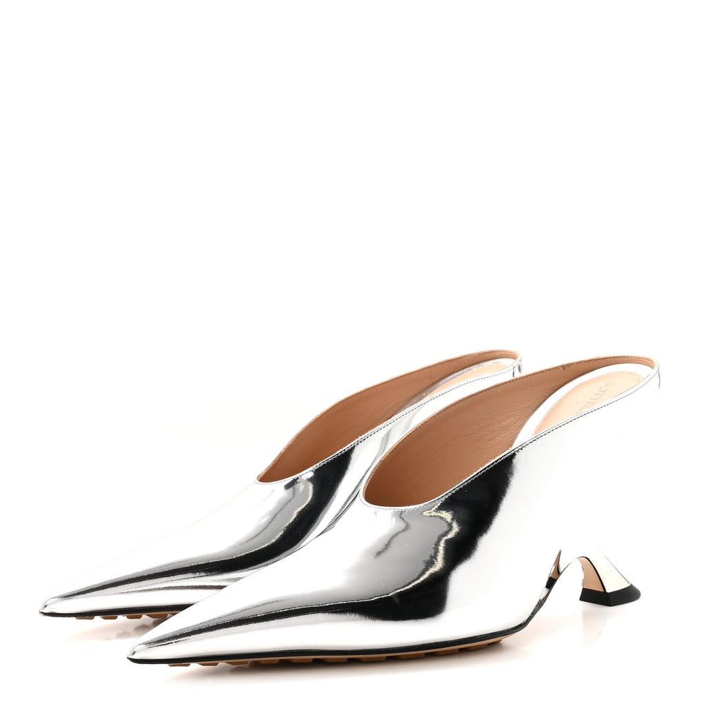 Laminated Calfskin Rocket Mule Pumps 37.5 Silver