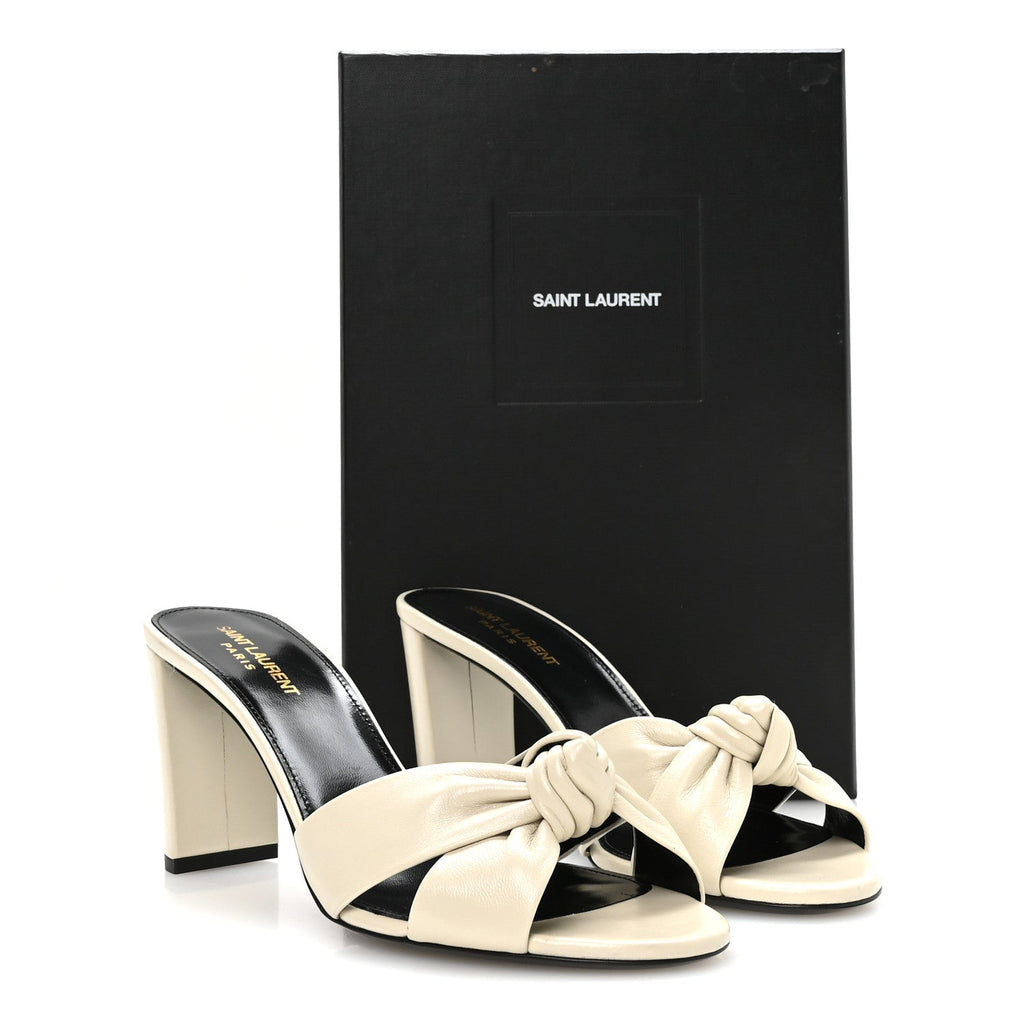 Lambskin Bianca Mules 40.5 Pearl