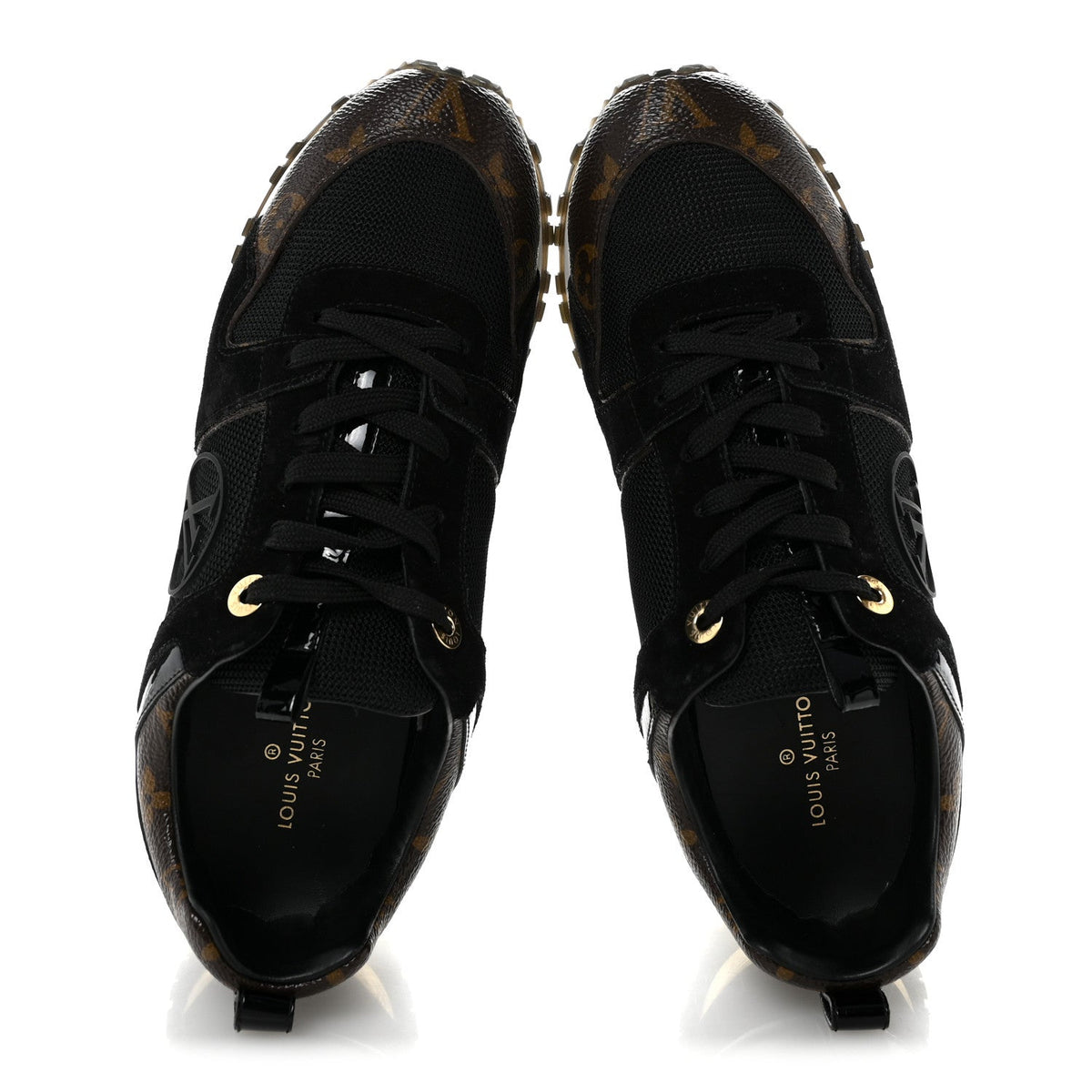 Suede Calfskin Recycled Monogram Nylon Run Away Sneakers 38 Black