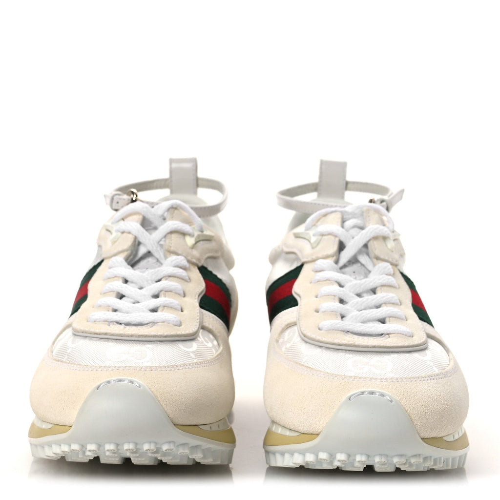 GG Suede Monogram Web Re-Motion Sneakers 37 White