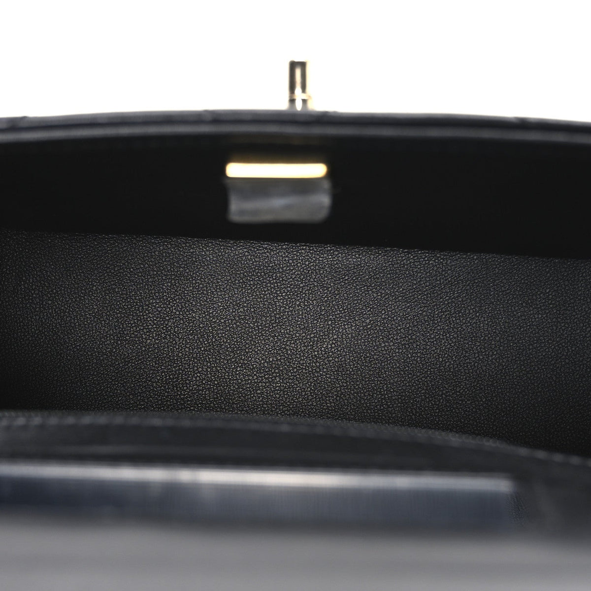 Shiny Calfskin Quilted CC Handle Vanity Flap Bag Black