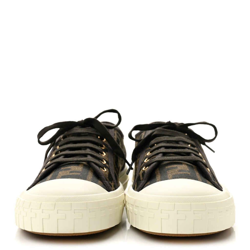 Fabric Jacquard Rubber FF Mens Domino Sneakers 43 Tabacco Black