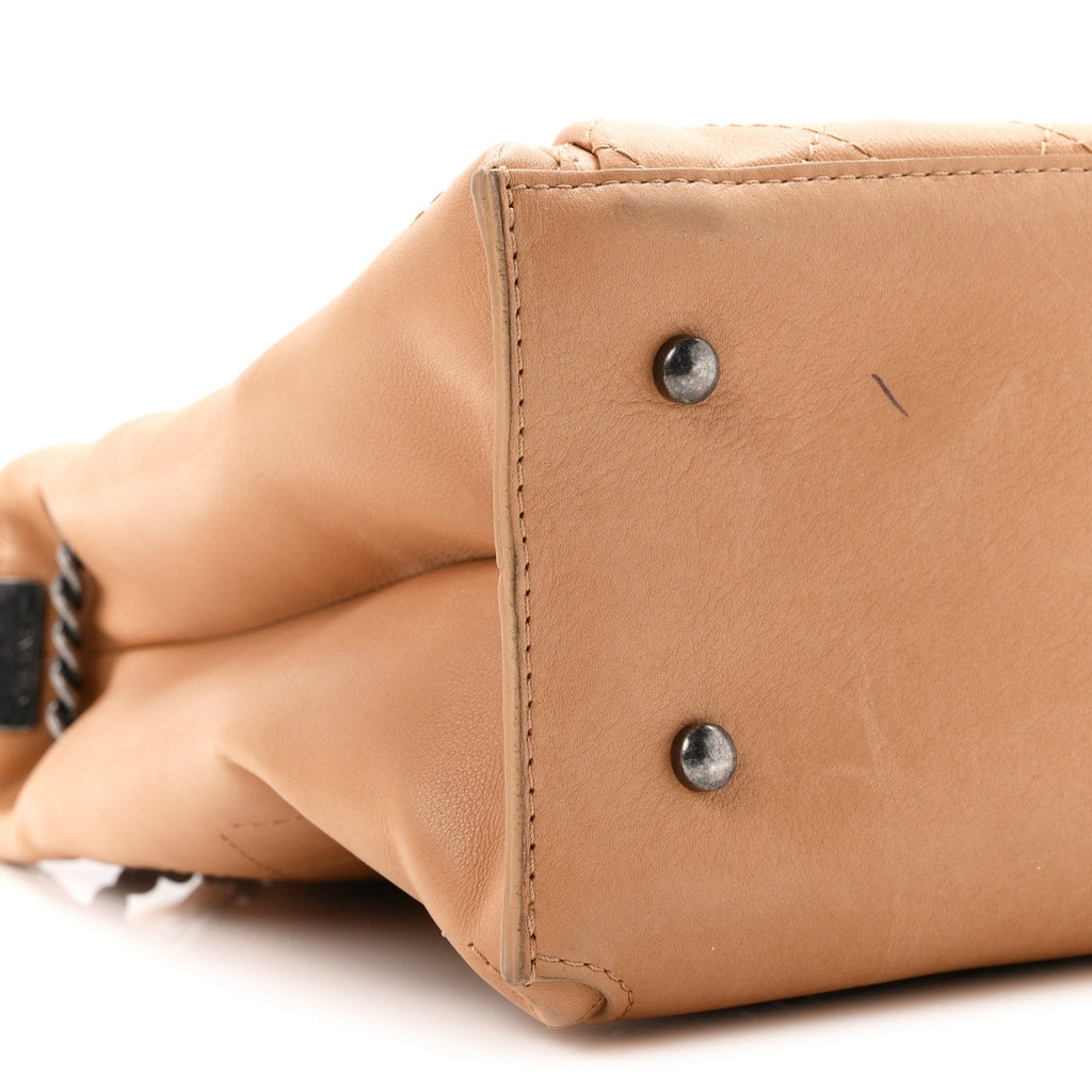 Calfskin Stitched Medium Urban Luxury Drawstring Backpack Beige
