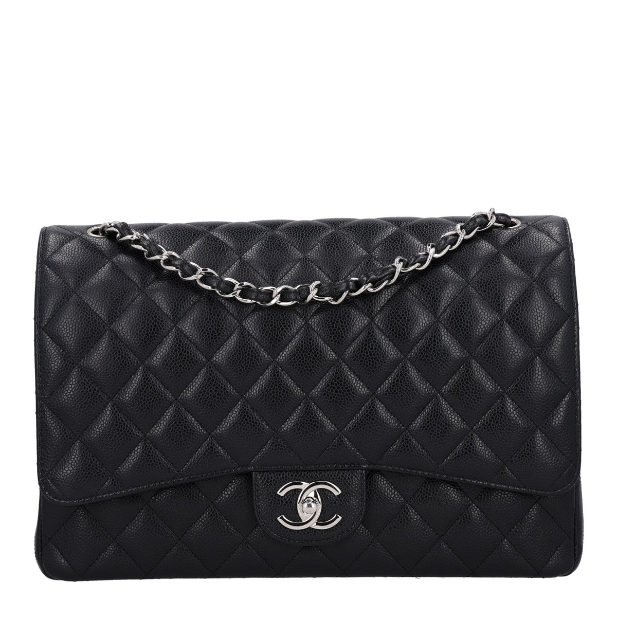 Caviar Quilted Maxi Double Flap Black