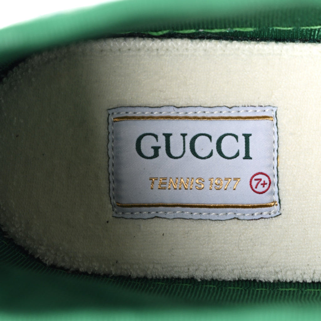New Denim GG Monogram Web Mens 1977 Tennis High Top Sneakers 7.5 Blue Tea Mystic White
