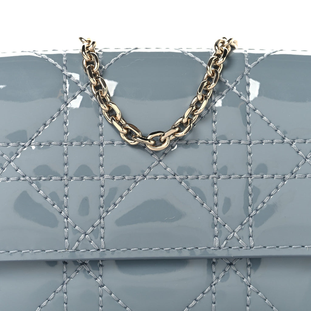 Patent Cannage Mini Waist Pouch on Chain Denim