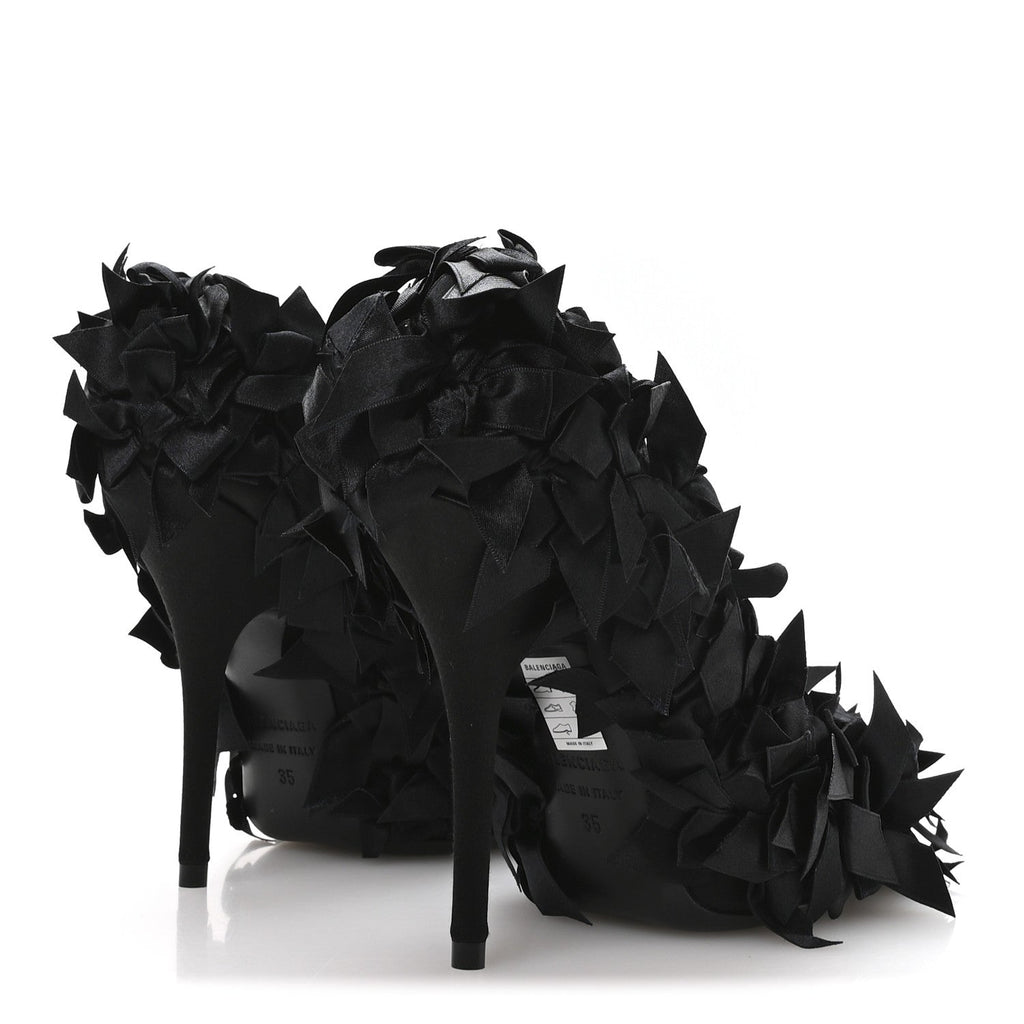 Satin Pointed Marie A Bows All Over 110mm Pumps 35 Black