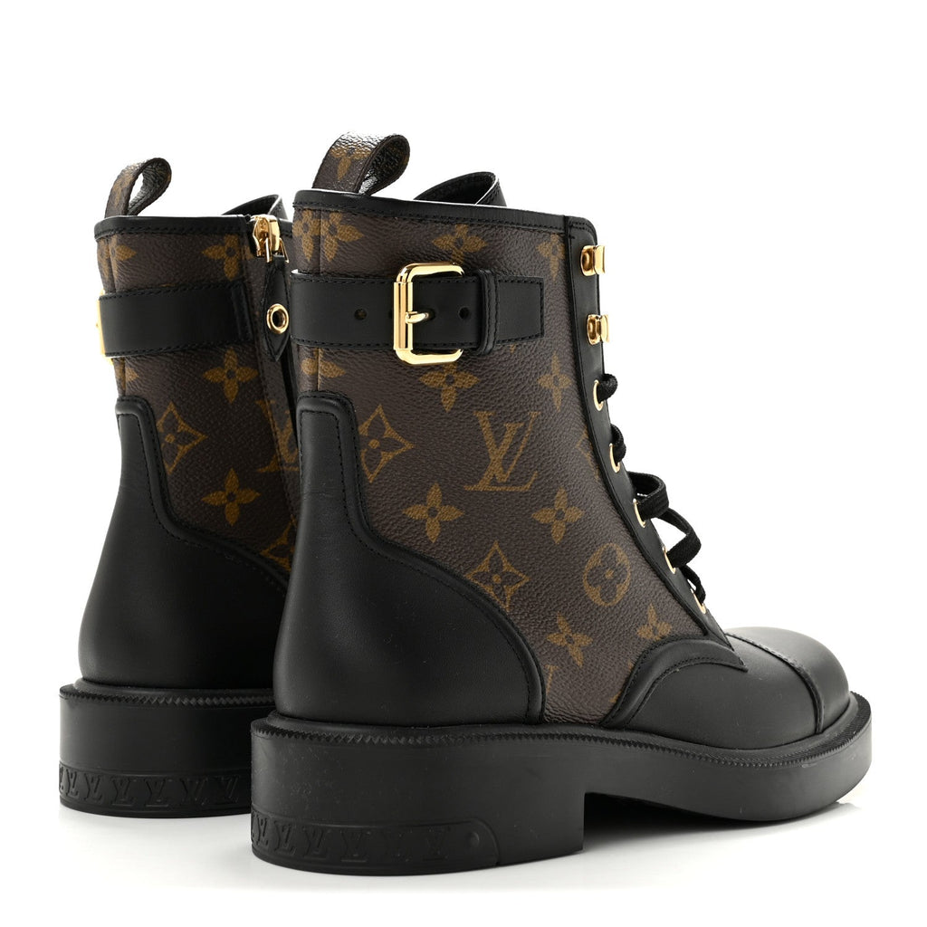 Calfskin Monogram Citizen Flat Ranger Boots 37.5 Cacao Brown Black