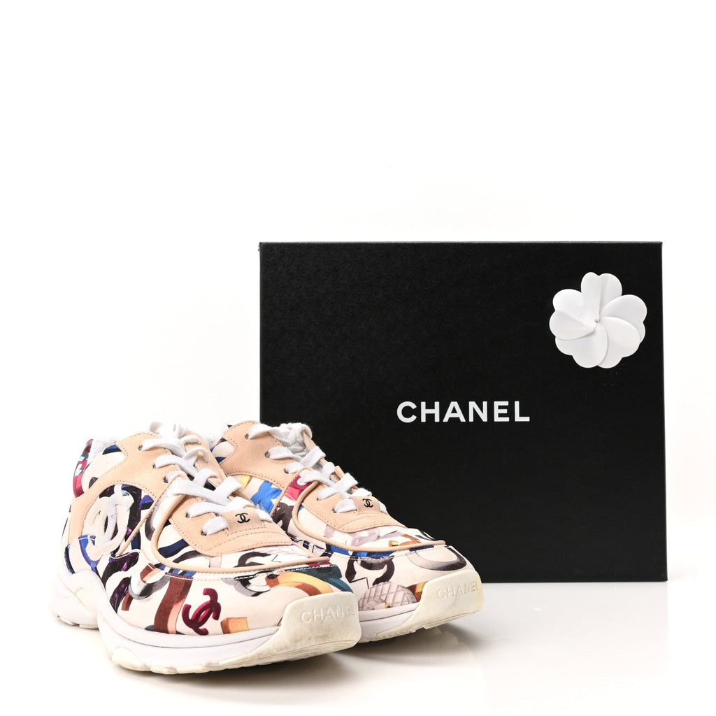 Satin Suede CC Graffiti Print Sneakers 41 Multicolor