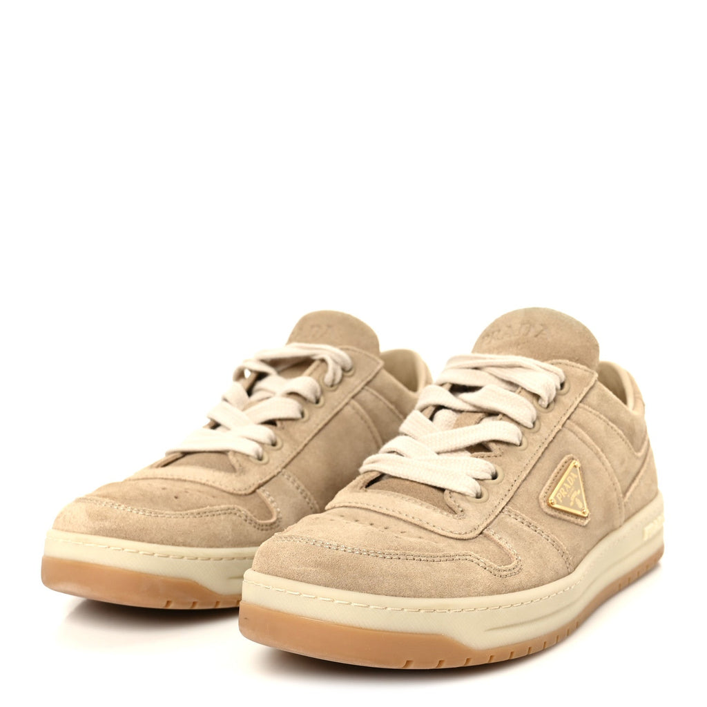 Suede Triangle Womens Downtown Low Top Sneakers 37 Ecru