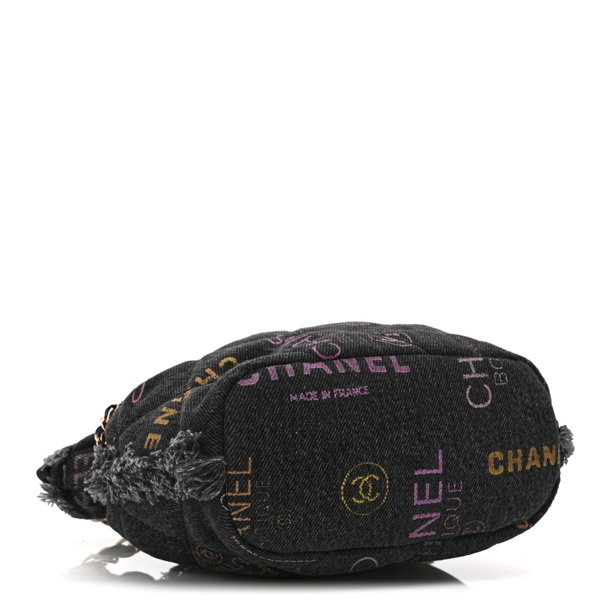 Denim Quilted Mood Small Bucket With Chain Black Multicolor