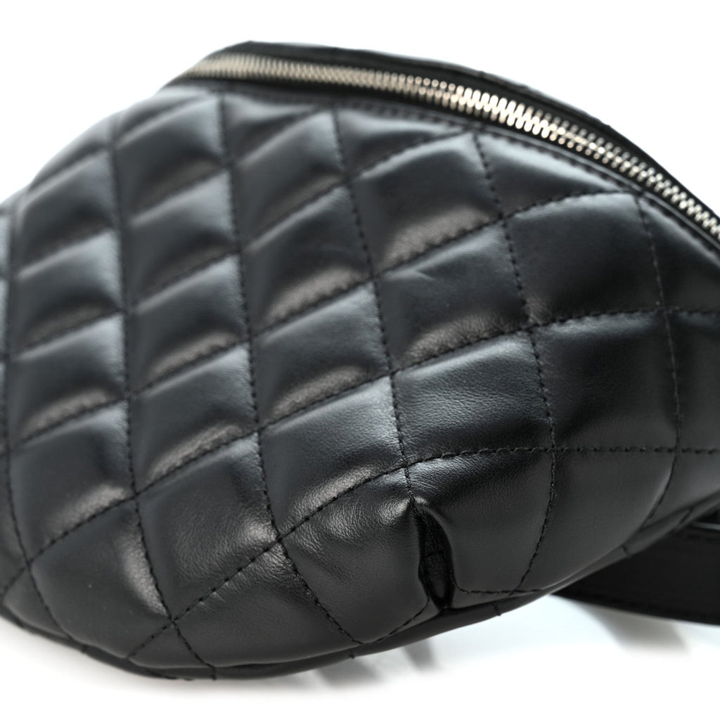 Calfskin Quilted Waist Belt Bag Black