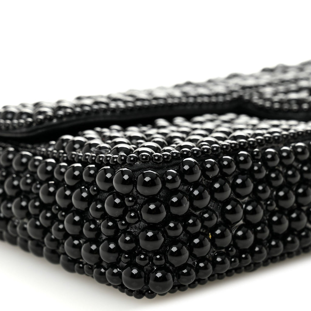 Pearl Beaded East West Flap Black So Black