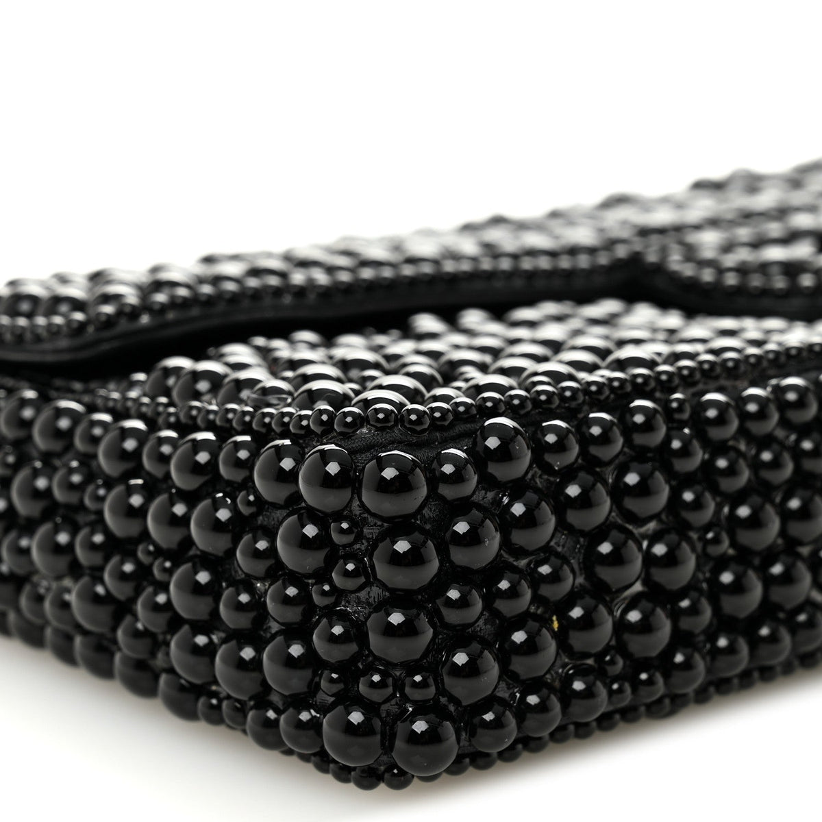Pearl Beaded East West Flap Black So Black