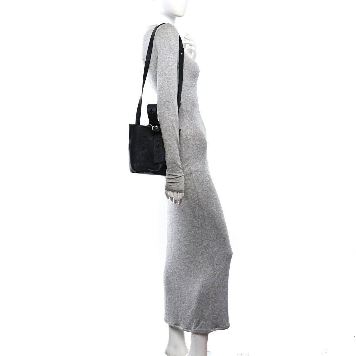 Soft Grained Calfskin Mini Pebble Bucket Bag Black