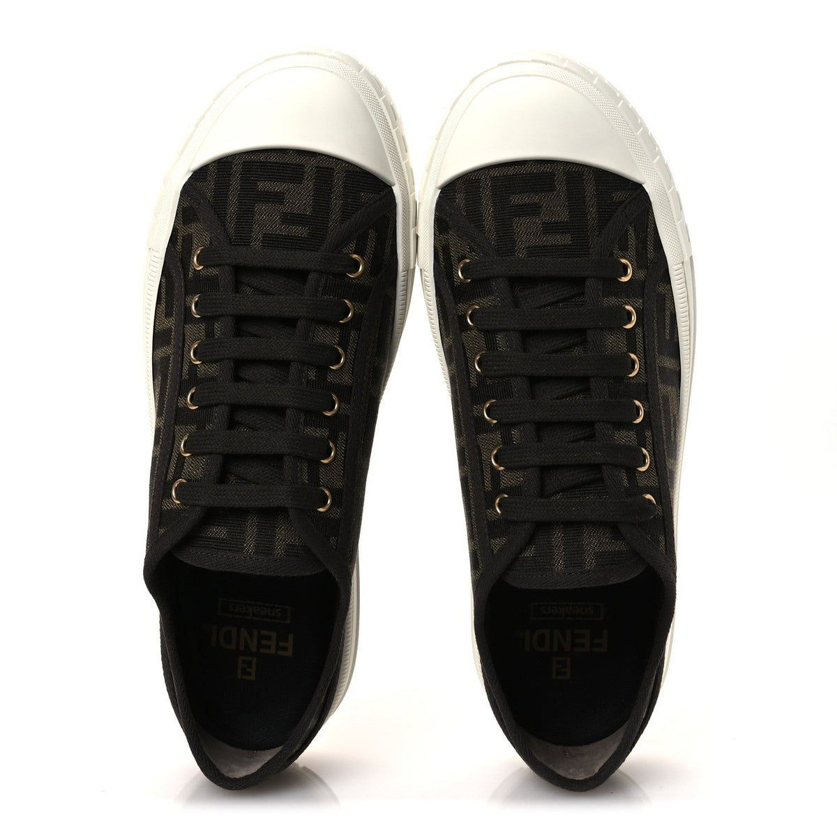 Fabric Jacquard Rubber FF Mens Domino Sneakers 42 Tabacco Black